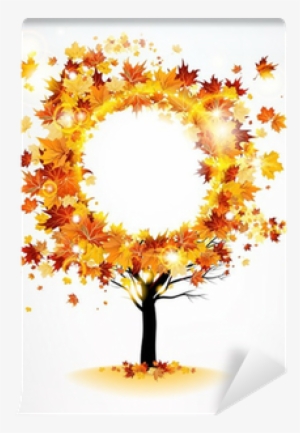 Autumn Tree With Beautiful Flying Leaves Wall Mural - Its Fall Paparazzi Accessories