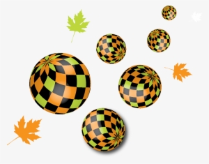 Balls Flying In Perspective With Mapple Leaves - Circle