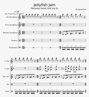 Jellyfish Jam Sheet Music Composed By By Spongebob - Jellyfish Jam Alto Sax Sheet Music