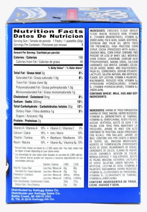Wildberry Poptarts Nutrition Label
