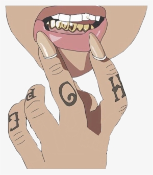 Mouth Lips Fingers Grill Gold Bae Teeth Smile Gucci - Human Mouth
