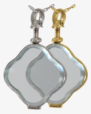 Victorian Glass Clover Locket Shown In Silver And Gold - Silver