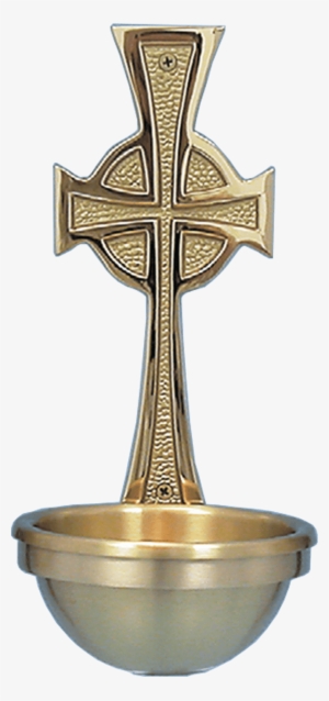 Cast Bronze Holy Water Font Cross Shaped Back Plate - Holy Water Door Font