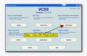 Vcds Front Screen Showing Sri Reset Button - Vcds Oil Service Interval