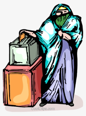 Woman Placing A Vote In A Ballot Box Royalty Free Vector