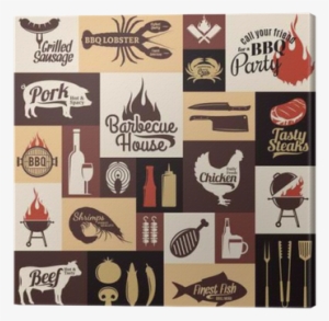 Set Of Vector Bbq Labels, Icons And Design Elements