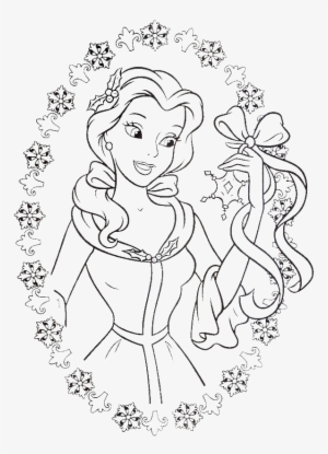 Princess Belle Love To Get Gifts In Christmas Day Coloring - Disney Princess For Colouring
