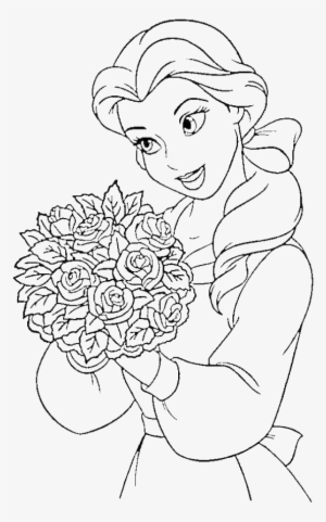 Princess Belle Carry Flowers Coloring Pages - Princess With Flowers Coloring Pages