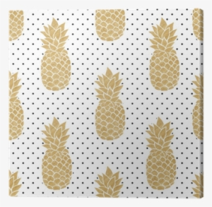 Seamless Pattern With Gold Pineapples On Polkadot Background - No Background Vector Stomach