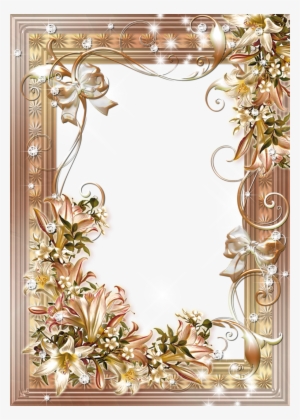 Flower Photo Frame With Lilies Bouquets