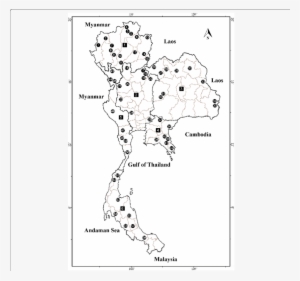 Map Of Thailand Showing 58 Fixed-stream Sites Located - Pupa