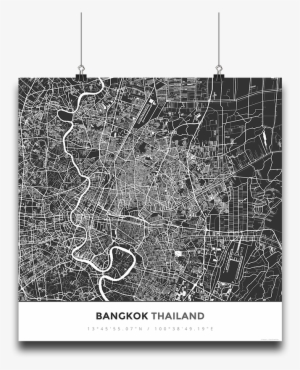 Premium Map Poster Of Bangkok Thailand - Monochrome