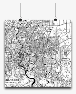 premium map poster of bangkok thailand - monochrome