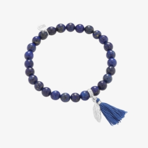 Lapis Lazuli Bracelet With Small Feather And Tassel - Lapis Lazuli Bransoletka