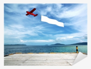 Airplane Banner Template With Tropical Beach Background - Airplane With Banner Behind