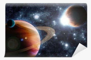 Abstract Planet With Sun Flare In Deep Space - Car Stickers Deep Space Concept Wall Mural