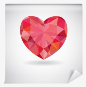 Red Geometric Heart Icon, Valentines Day Background - Heart