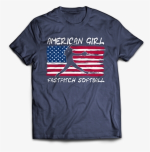 American Girl Softball Fastpitch Hnavy - T Shirt Dad Viking