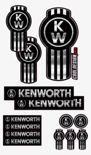 3-pack Of Chrome And Black Vertical Kenworth Emblem - Emblem Vertical