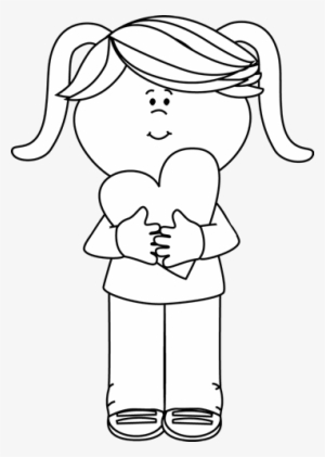 Awesome Design Heart Black And White Girl - Valentine Girl Clipart Black And White