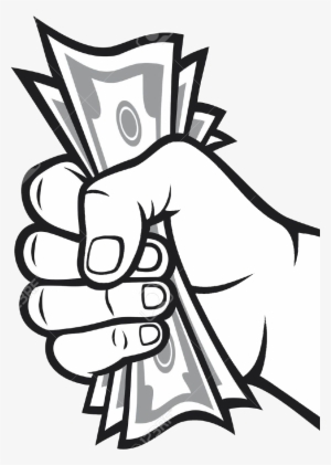 Drawing Money Bag Banknote - Money In Hand Vector