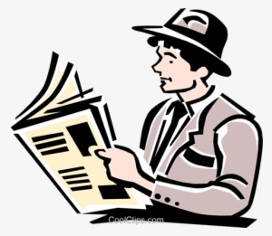 Man Reading Paper Royalty Free Vector Clip Art Illustration - Man Reading Newspaper Cartoon