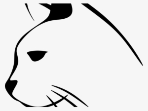 Cat Silhouette Outline - Cat Face Line Png