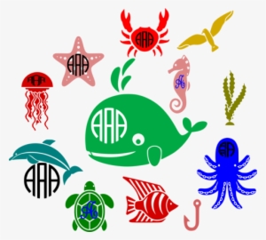 Sea Life Monogram Frames Svg Ocean Sea Life Seashell - Scalable Vector Graphics