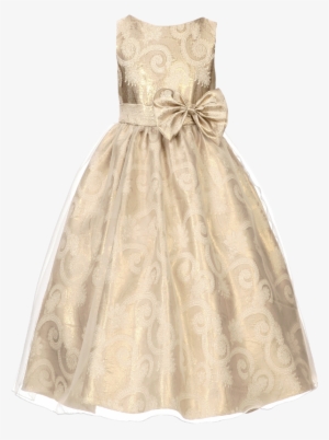 3t 4t Metallic Gold Paisley Jacquard Girls Dress With - Graduation Dresses For Preschoolers