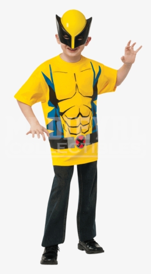 Kids Wolverine Costume Top And Mask - Marvel Wolverine Tshirt For A Child