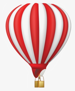 Red White Striped Balloon - Hot Air Balloon Clipart Transparent