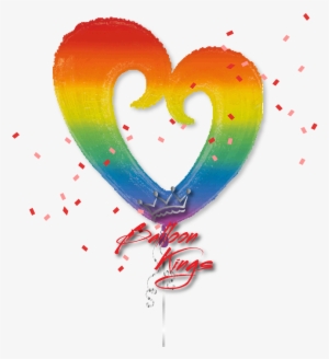 Rainbow Open Heart - 32" Supershape Rainbow Open Heart Balloon - Mylar Balloons