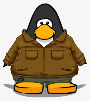 Leather Outdoors Jacket On A Playercard - Club Penguin