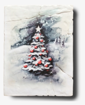 Christmas Tree Watercolor - Christmas Lights