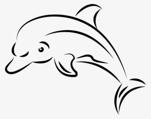 Silhouette Clip Art Dolphins Line Transprent Png - Dolphin Drawing