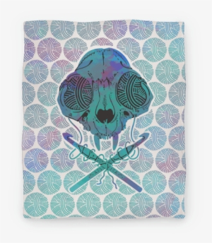 Cat Skull & Crochet Hooks Blanket