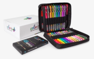 48 Colored Gel Pen Set, 48 Ink Refills, Travel Case - Color It Gel Pens