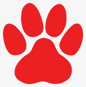 Red Paw With Transparent Background - Red Paw Print Clipart