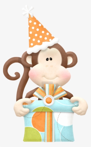 B *✿* Party Animals - Monkey With Birthday Cake Cartoon