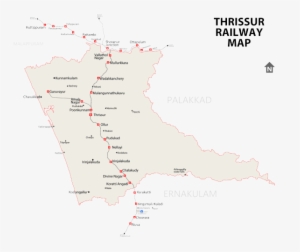 Railway Network In Thrissur District - Thrissur Map Png