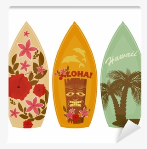 Surfboards Isolated On White Background Wall Mural - Vintage Hawaiian Pillow Case