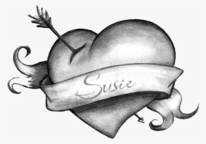 Susie Arrow Thru Heart Black And White Photo By Passionateluvr41 - Illustration