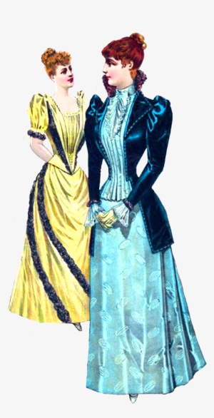 Two Victorian Ladies In Dresses Png - Clothing