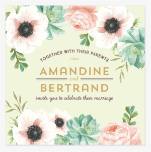 Wedding Bouquet Bespoke Invitation With Watercolor - Personalised Botanical Wedding Invitation