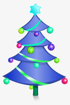 Decorated Christmas Tree Vector Clip Art Fp04ea Clipart - Blue Christmas Tree Clipart