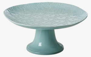 Mint Large Embossed Stoneware Cake Stand By Rice Dk - Rice Ceramic Cake Stand - Organic Shaped With Embossed