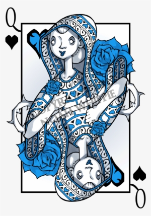 Queen Of Hearts Card Png For Kids - Blue Queen Of Hearts Card