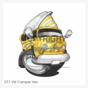 077 Vw Bay Window Camper Van - Cartoon