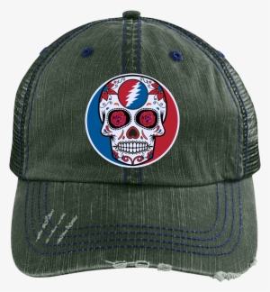 One Of A Kind "day Of The Grateful Dead" Distressed - Shit To Fit Trucker Cap