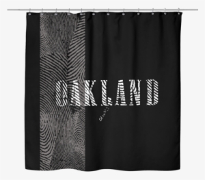 Oakland Flat Black White Finger Print Strip Shower - Shower Curtain